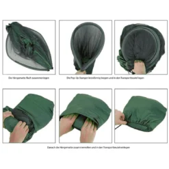 CampGlück Verkäufe 32 Origin Outdoors Hängematte 'Pop-Up Moskitonetz' Dunkelgrün